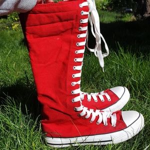 Red Knee High Shoes